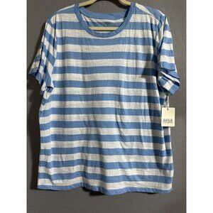 Ana Striped Blue & White Short-Sleeve Crew Neck Cotton T-Shirt XXL NWT
